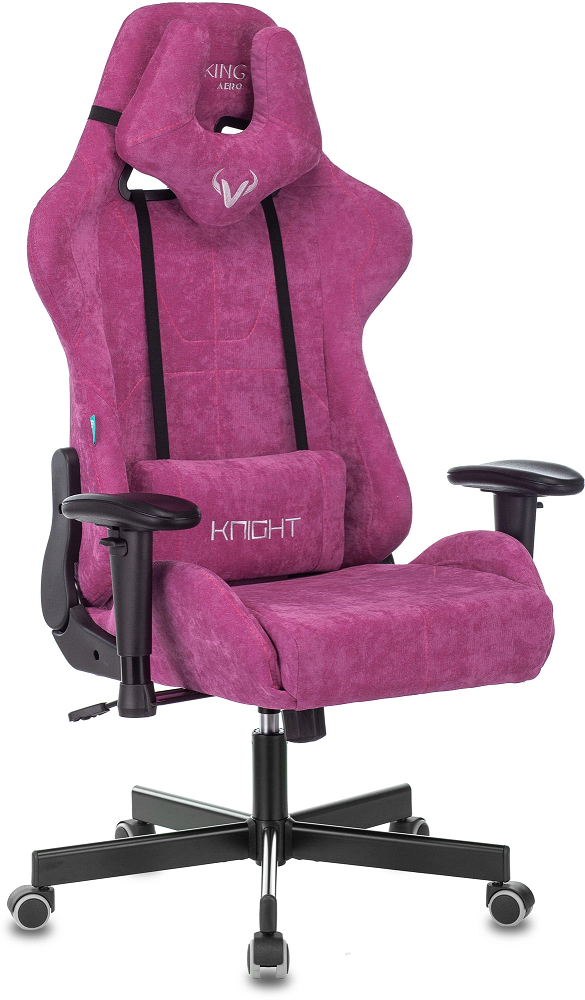 Фарамант - Кресло игровое Zombie VIKING KNIGHT Fabric малиновый Light-15 с подголовником крестовина металл