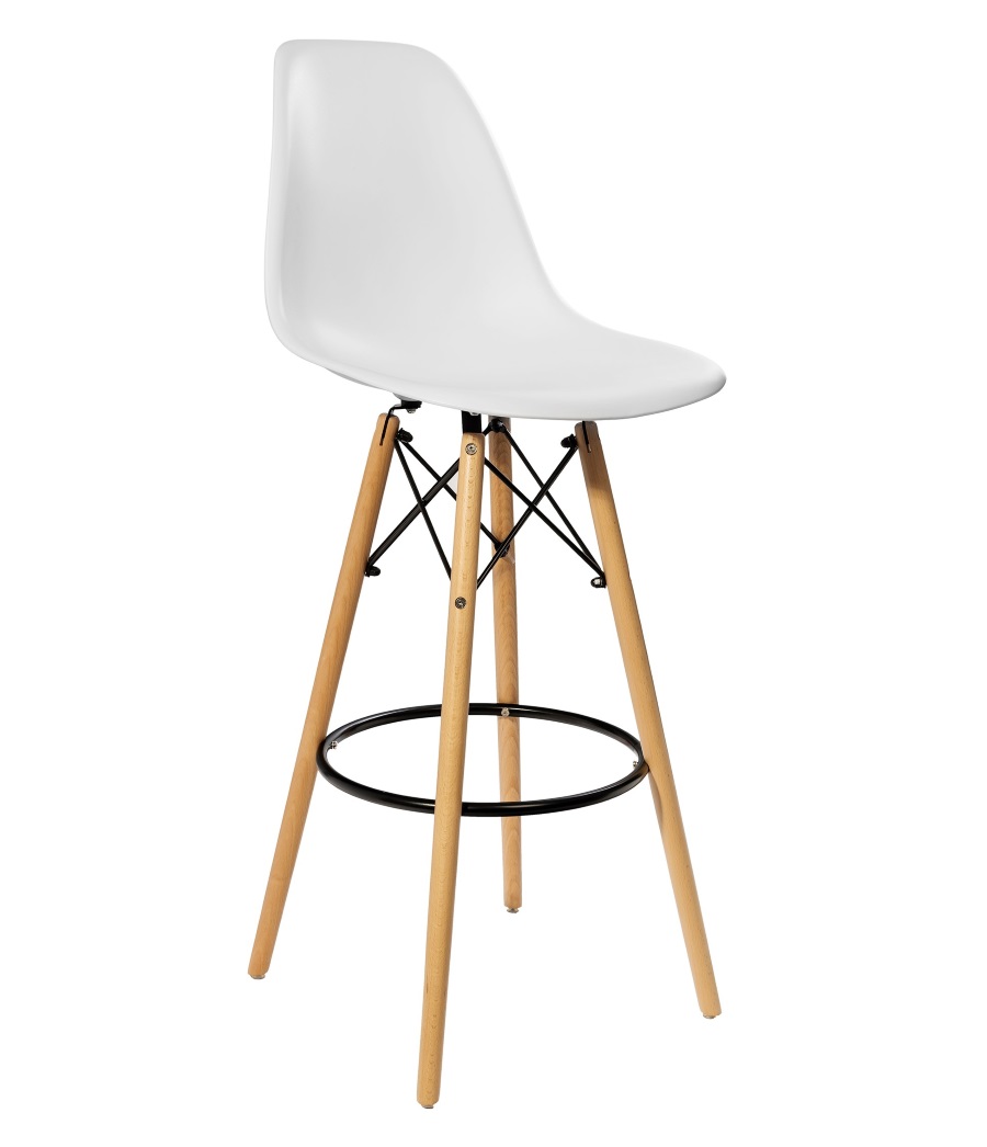 Фарамант - Стул EAMES барный белый. Сидение.+Стул EAMES барный. Каркас деревянный.